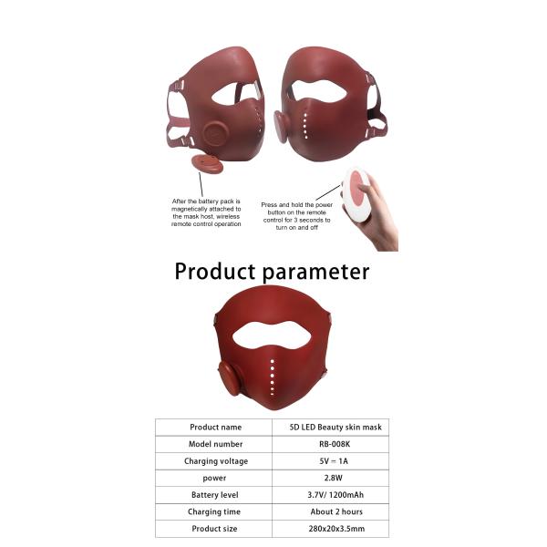 Handheld LED Light Face Mask 40hz Pulse Mode Operation Wrinkle Removing Face Mask