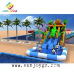 Crocodile Inflatable Water Slide Park With Swimming Pool For Children Outdoor