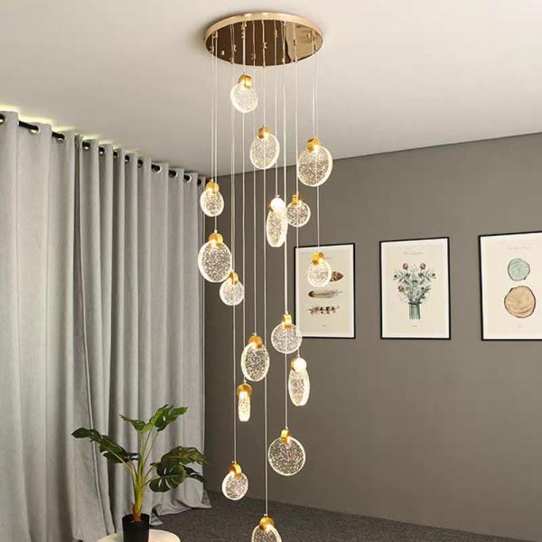 Indoor LED Pendant Lighting Modern Crystal Bedroom Hanging Light With Aluminum