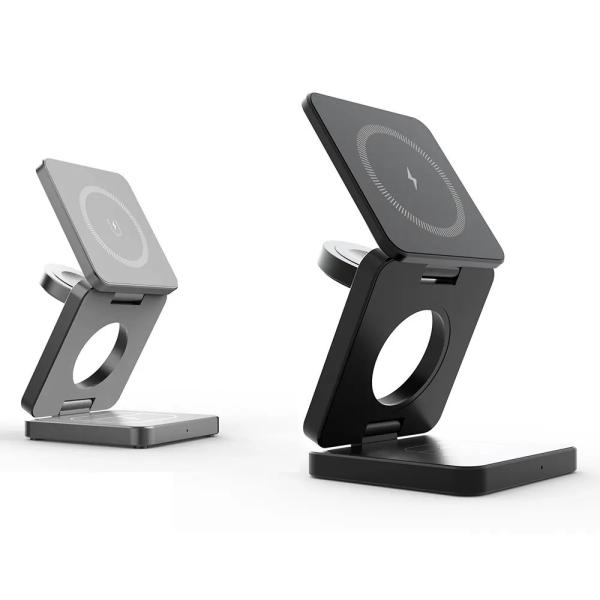 Foldable Magnetic 3 In 1 Wireless Multifunction Fast Charger For Smartphone 15W