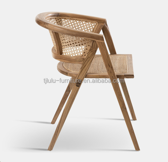 Living Room Furniture Japanese Style Solid Wood Rattan Fabric Single Dining Chair with Modern Design