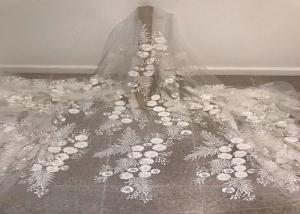 Wholesale Off White Mesh 3D Flower Embroidery Beaded Lace Fabric 50&quot; Wide 1 Yard from china suppliers