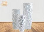 Home Decor Fiberglass Flower Pots Wavy Pattern Glossy White Durable 3 Sizes