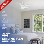 44 Inch 5 Speeds Remote Control DC Ceiling Fan with 5 MDF Blades in Mulit Colors