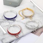 Nice Quality Color Rhinestone Cat Stretch Collar Cute Pendant For Pet Cat