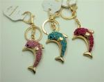 Novelty Dolphin Shape Crystal Lovely Metal Key Chains Women Bag Accessories