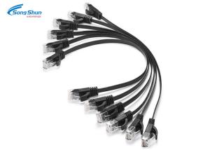 Wholesale Flat Black Patch Cable Wiring , 250MM 26AWG Cat 5 RJ45 Ethernet Patch Cable from china suppliers