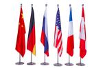Light Weight Office Small Flag Pole , Conical Indoor Flagpole Stand Round Base