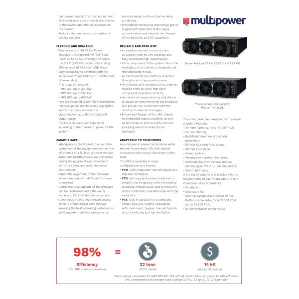 Riello Multi Power2 300KVA 380Vac Modular Online UPS for Data Centers