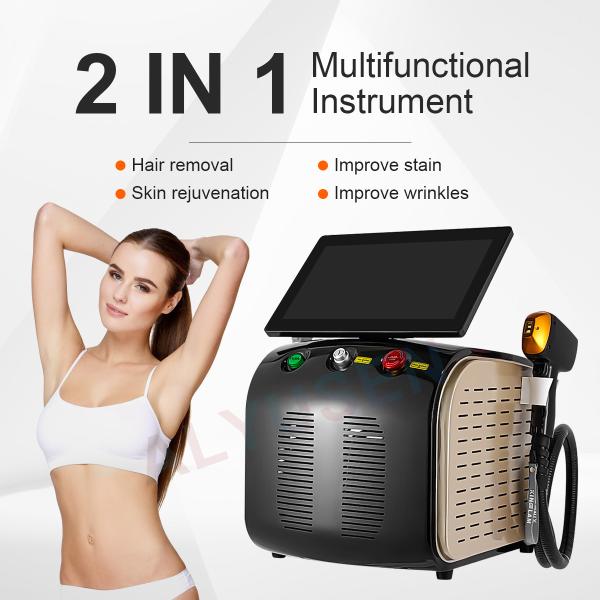 Dual Handle 808nm Diode Laser And Pico Laser Machine Professional Hair Removal