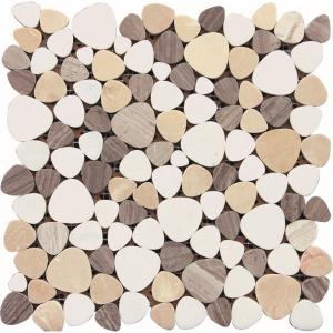 Wholesale Black And White Glass Mosaic Tiles , 3D Triangle Round Marble Mosaic Wall Tile 30x30 from china suppliers