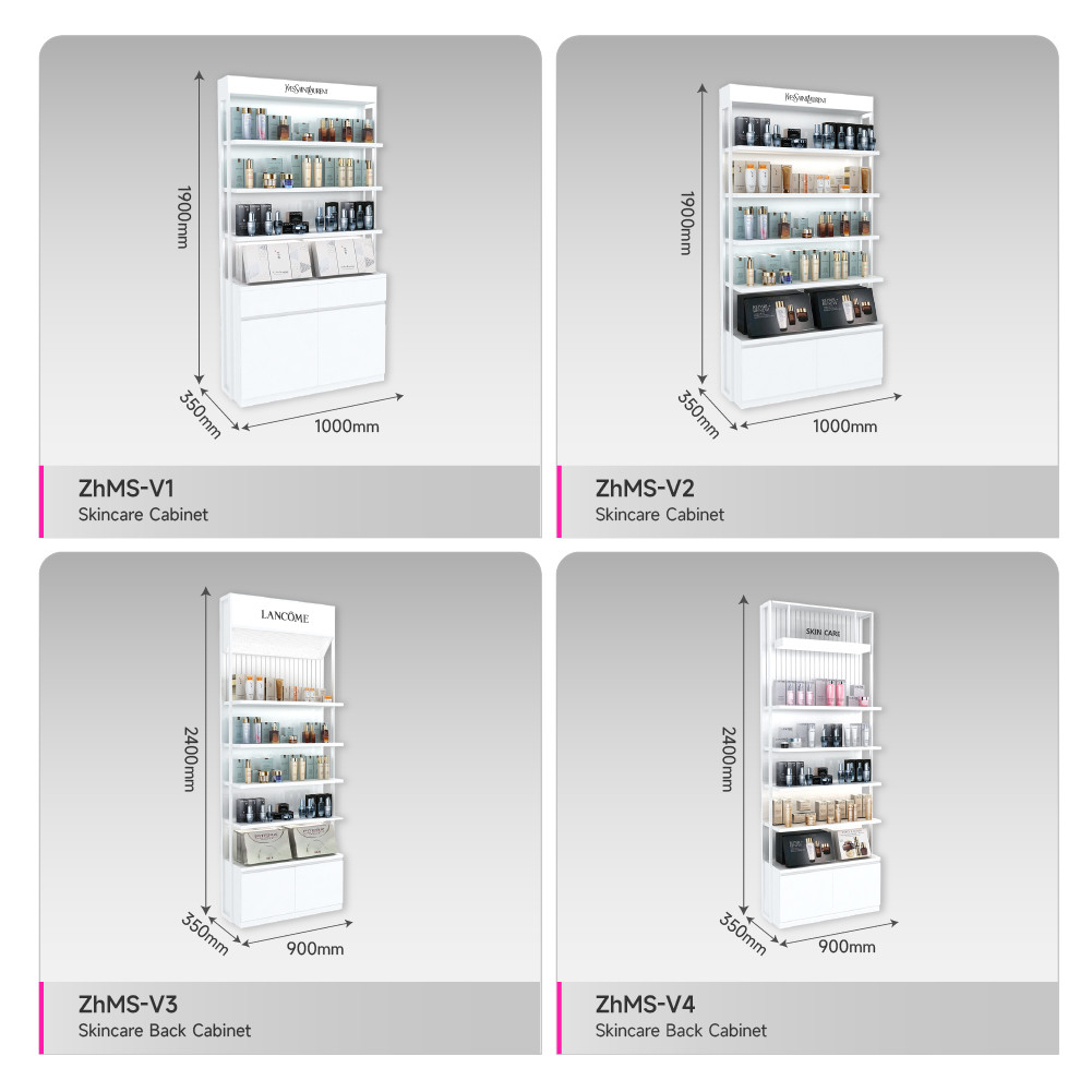 Customized Skincare Display Cabinet White Wooden Checkout Counter for Perfume Store Interior Design