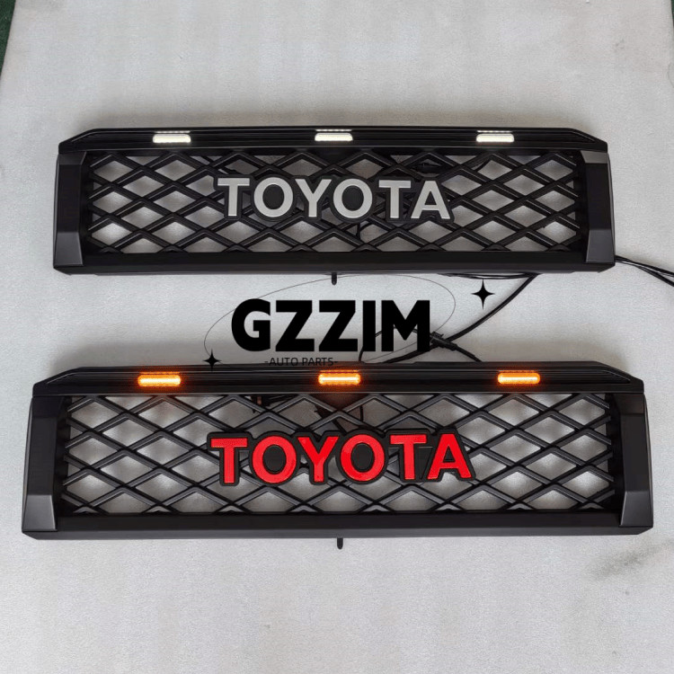 Toyota LC76 ABS Mesh Front Grille With Light Bar Black Car Grille Front Middle Grille