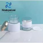 Clear Transparent Cosmetic Containers Amber Glass Cream Jar With Gold Lid And