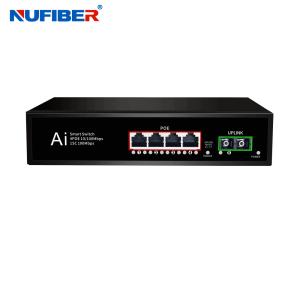 China 10/100/1000M PoE Ethernet Fiber Switch 4*10/100/1000Mbps to Fiber POE Switch DC52V on sale