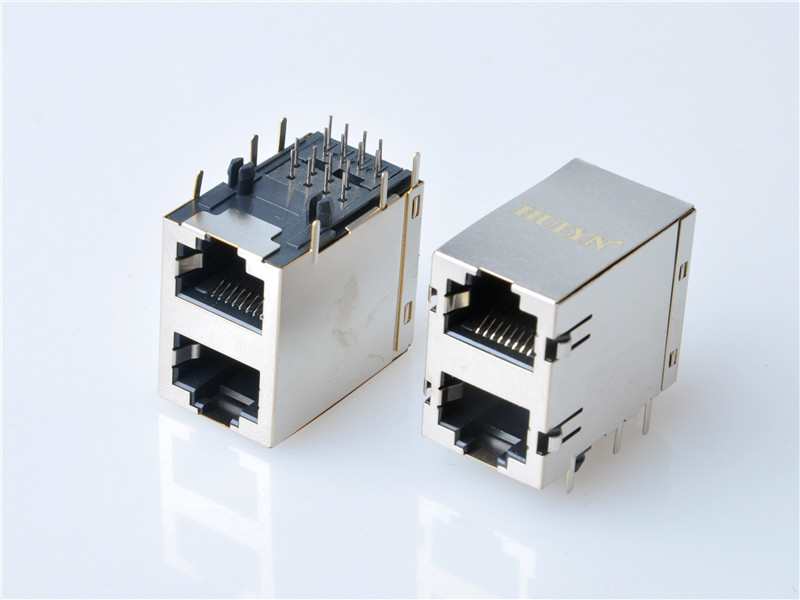 HULYN RJ45Jack, Shielded RJ45 Modular Jack Connector,with LEDs, 2x1 Ports,RJ45 connector LED