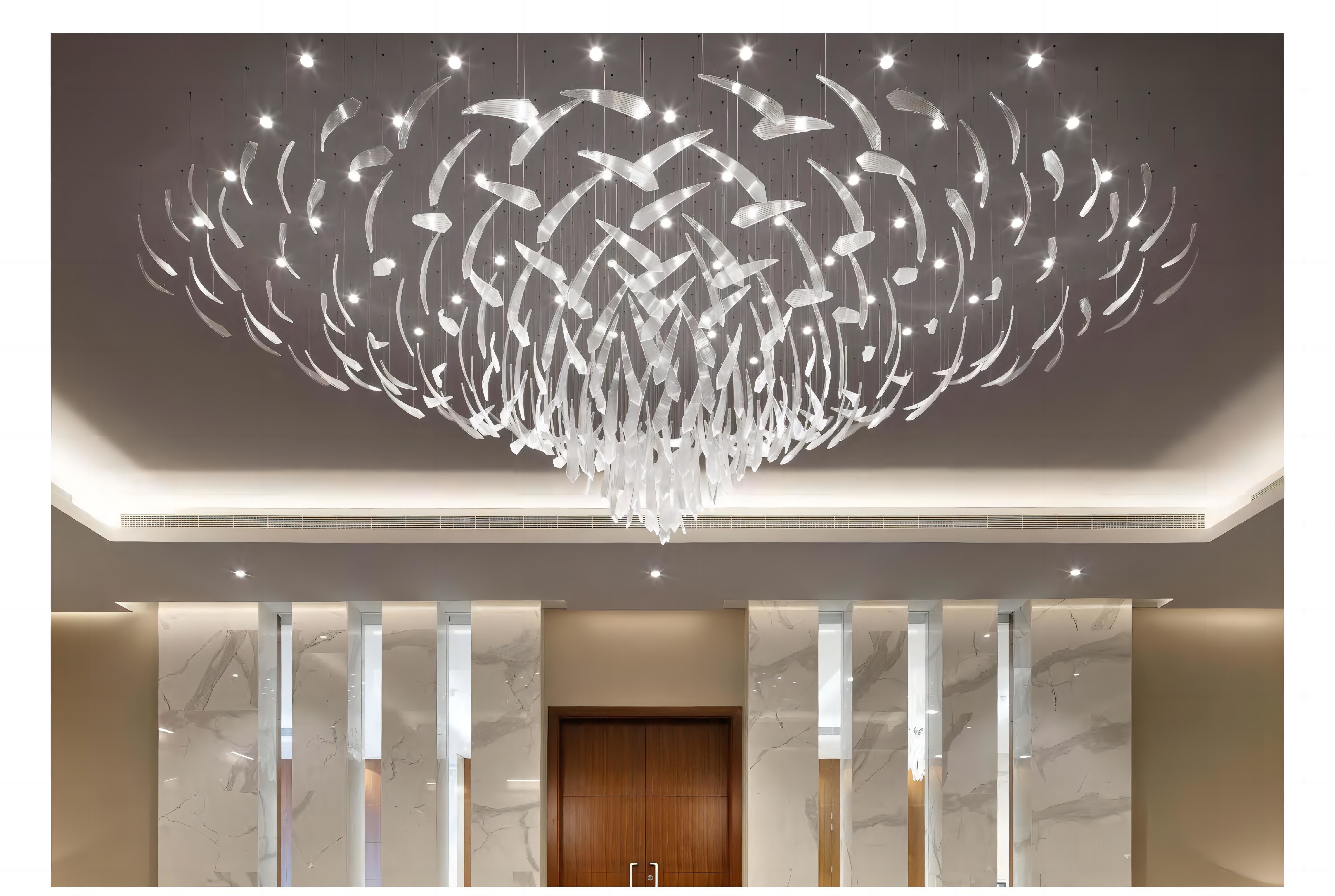 Large Scale Commercial Chandeliers Luxury Glass Chandelier For Conference Centers