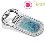 Silver Plated Metal Wine Opener Domed Sticker Custom Shape For Gift