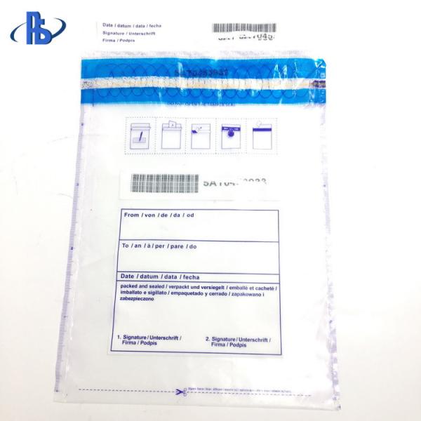 Tamper Evident Security Deposit Bags / Cash Bags With 3 Side Border Seal