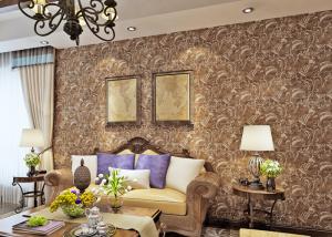 Wholesale Classic Style Embossed Washable Vinyl Wallpaper with Chocolate color , CE ISO Compliant from china suppliers