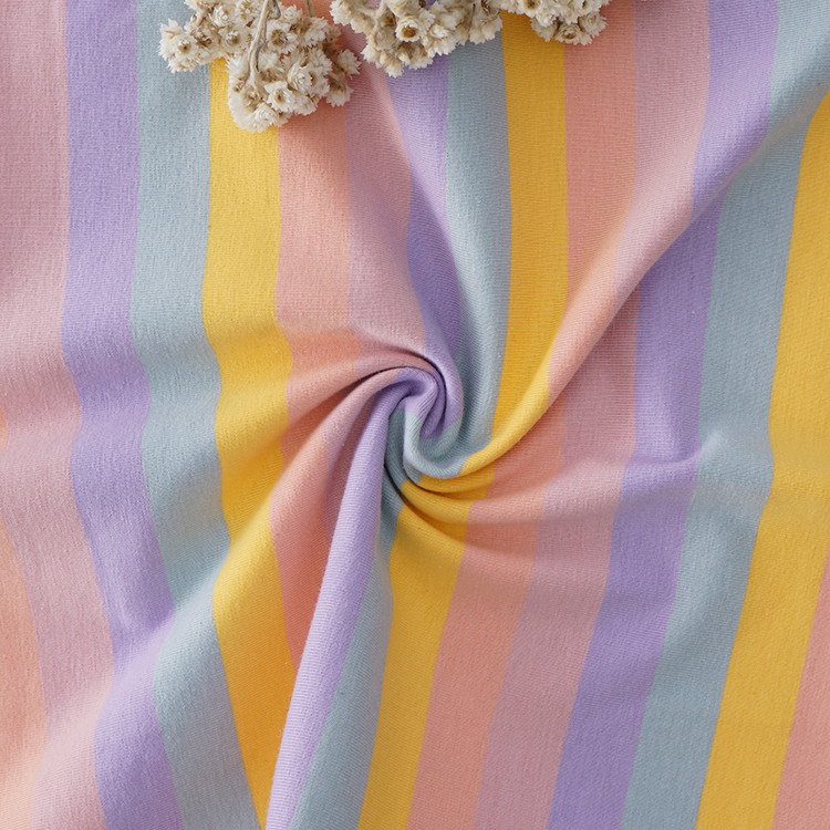 Good Texture Breathable Healthy And Safety And Unique Striped Knit Fabric For T-Shirt