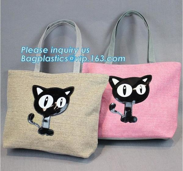 Customized printed logo laminated shopping tote jute bags with handle,Fashion
