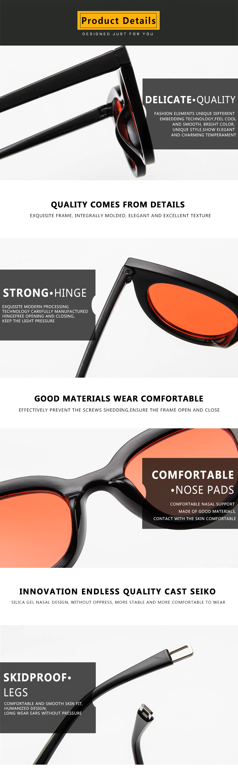 UV400 Round Women Retro Ladies Oval Sunglasses Acrylic Lens