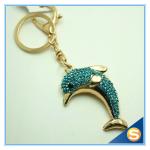 Novelty Dolphin Shape Crystal Lovely Metal Key Chains Women Bag Accessories