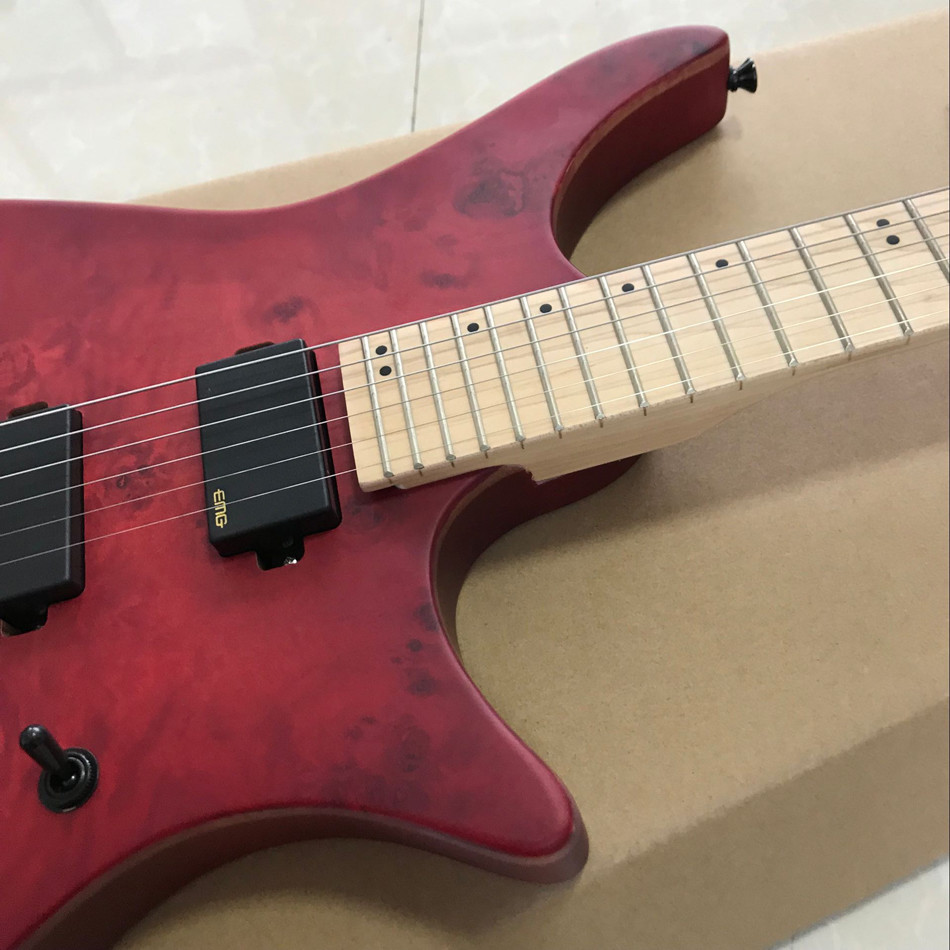 GRAND Red burst color Headless Electric Guitar 2019 New arrival solid wood guitar,Black hardware Free shipping