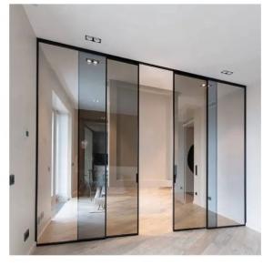 Wholesale Automatic Sliding Door System Interior Narrow Frame Trackless Aluminum Alloy Sound Insulation Glass Sliding Doors from china suppliers