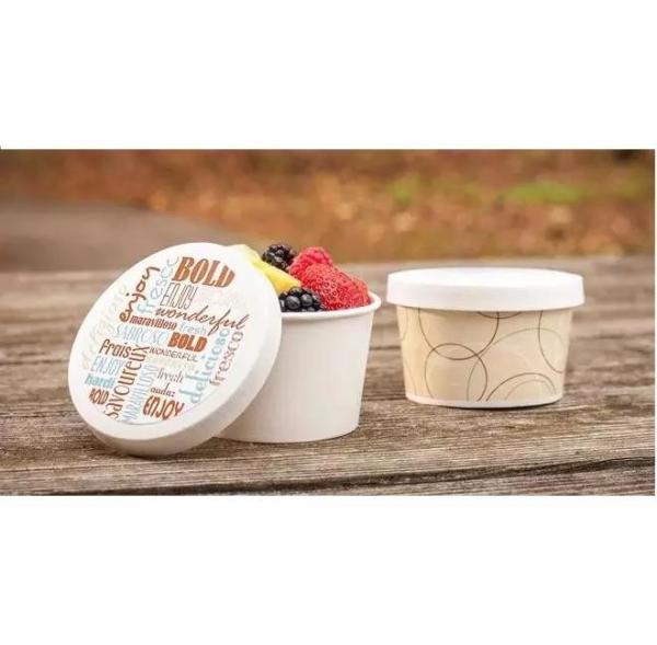 Wholesale Disposable Ice Cream Container Printing Take Away 8oz White Paper