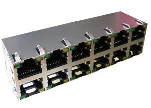 Wholesale DA6T001A3 Stacked RJ45 10/100/1000 Base-T 2x6 Integrated Magnetics Connector from china suppliers