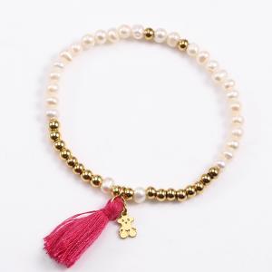 China Stainless steel Bead With Pearl Tassel Bracelet on sale