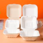 Eco Friendly 6 Inch Biodegradable Tableware Set Clamshell Takeaway Paper Bagasse