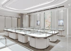 Matte White Jewelry Store Display Cases , Jewellery Display Counter