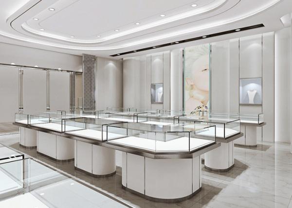 Quality Matte White Jewelry Store Display Cases , Jewellery Display Counter for sale