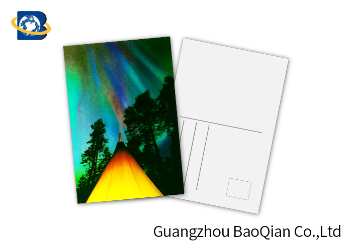 PET 3D Lenticular Postcard , 3D Lenticular Printing Service Aurora Borealis Scenery