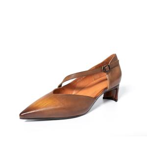 Wholesale S245 Pointed toe fashion handmade leather high heels ethnic style retro spring and summer women's shoes for hair process from china suppliers