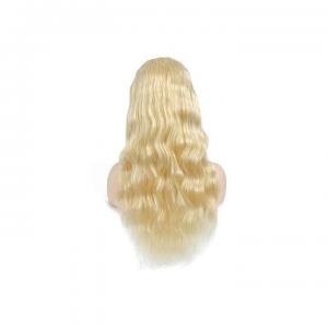 China 20 Inch Blonde  Curly Human Hair Front Lace Wigs With Body Wave on sale