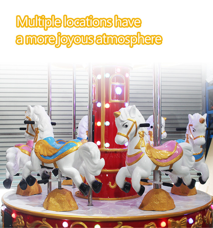 Arcade Amusement Park Kiddie Rides 6 Seats Carousel Horses