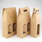 Cardboard Paper Kraft Mailer Boxes For Single Wine Bottle With Handle