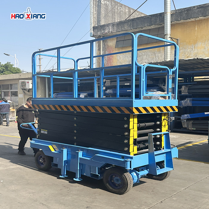 300kg-1500kg Mobile Scissor Lift Platform With Solid Tires And AC DC Power