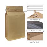 Premium One Way Degassing Flat Bottom Brown Paper Bags 0.25lb 0.5lb 1lb 2lb 125g