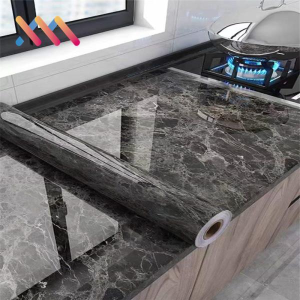 High Temperature Resistance Marble Self Adhesive PVC Wallpaper 60cm/122cm Width