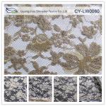Black Scalloped Metallic Bulk Floral Lace Fabric Eco-Friendly Dyeing CY-LW0060