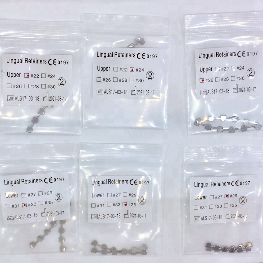 Lower Size 29 31 33 35 37 Orthodontic Dental Brackets Inside Oral Cavity Lingual Retainer Bonding Splints Packaged in Plastic Bag