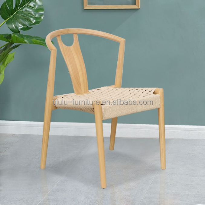 Sturdy Natural Solid Wood Woven Cord Wishbone Chairs The Perfect Addition to Modern Japanese Design