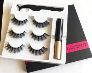 Wholesale 3D Silk Natural Black Magnetic False Lashes With Flexible Band from china suppliers