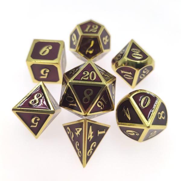 Mini Handmade Table Top Gilt Green Dice Set Polyhedral Gift Box Packaging Smooth