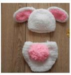 cartoon rabbit handmade baby hat cap Photography Prop Crochet Hats underwear set